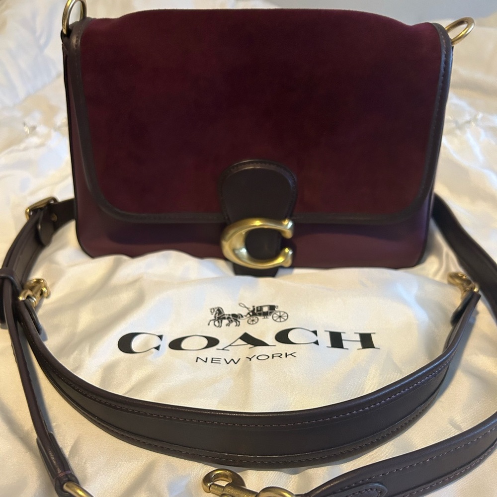 Coach Soft Tabby Shoulder an Crossbody Handbag Merlot Color, Leather and Suede